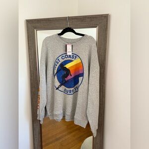 NWT Grayson Threads Sweatshirt Large Grey Crewneck Graphic Print Oversized Surf